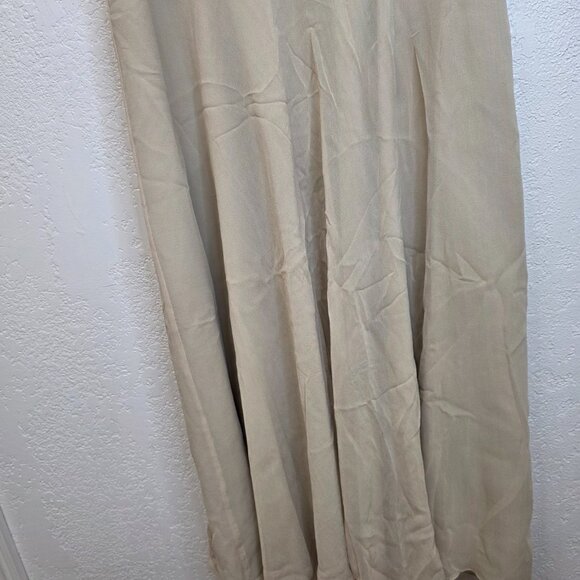 Vintage Beaded Beige Dress Floral Embellished Swing Midi No Tags - Picture 5 of 12